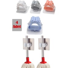 Kitchen Dream 4 Adet Fırça Süpürge Paspas Mop Sapı Tutucu Askı Çok Amaçlı Duvara Monte Mop Askısı