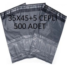 Gri Renk 35X45 Cepli 500 Adet  Su Geçirmez ve Dayanıklı Kargo Poşeti Cac Plastik