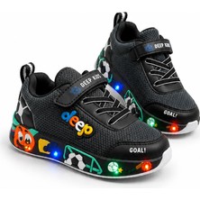 D-Mar LED Işıklı Çocuk Sneaker Kalpli ve Futbol Temalı Taban Günlük Spor Ayakkabı