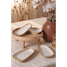 Keramika Shizen Krem Tetra Kayık Tabak 15 cm 4 Adet Q44
