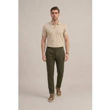 Braccas Erkek Haki Slim Fit Lastikli Bel Bağcıklı  Jogger Pantolon