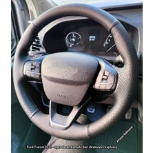 Stilix Garage Ford Focus 4 Araca Özel Direksiyon Kılıfı Noktalı Düz Deri Siyah Ipli