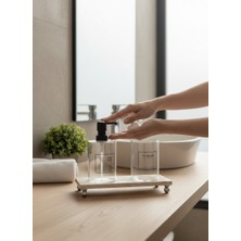 Akayev Traverten 23X12 cm Gümüş Boncuk Ayaklı Yağdanlık ve Sıvı Sabunluk Standı