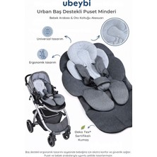 Ubeybi Urban Baş Destekli Puset Minderi - Universal Bebek Arabası Oto Koltuğu ve Mama Sandalyesi Mat