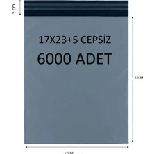 Cac Plastik Gri Renk 17*23+5 Cepsiz Baskısız ve Dayanıklı Kargo Poşeti 6 000 Adet