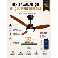 Kılıforyum 132 cm Akıllı Tavan Vantilatörü  – Kumandalı & App Kontrollü – 6 Kademeli Sessiz LED Tavan Fanı – 3 Işık Modlu – Yaz/kış Modu