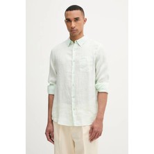 Guess Napa Keten Regular Fit Erkek Yeşil Gömlek M6GH59W1827-F8KP
