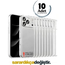 Evax 10 Adet iPhone 17 Pro Max Uyumlu Lüx Serisi Yumuşak Esnek Şeffaf Silikon Kılıf (Sarardıkça Değiştir)
