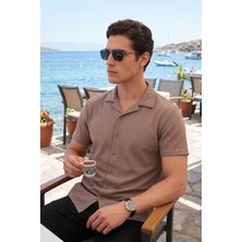 Buratti Pamuk Karışımlı Çizgi Dokulu Regular Fit Kısa Kollu Gömlek Erkek Gömlek 5904037