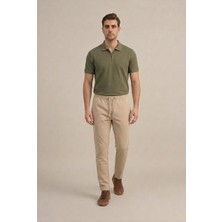 Braccas Erkek Bej Slim Fit Lastikli Bel Bağcıklı  Jogger Pantolon