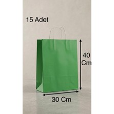 Aybaş Kağıtçılık 1.kalite 30X40 cm ( 15 Adet ) Büyük Boy Yeşil Renkli Kraft Kağıt Çanta, Hediye Paketi, Hediye Poşeti