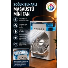 Exenar Buharlı Serinletici Masaüstü Mini Fan Nemlendirici LED Işıklı Hava Soğutucu Vantilatör 600ML 3kademe