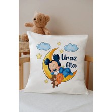 Lilabio Isme Özel %100 Pamuk Çocuk Odası Kırlent Kılıfı -Uykucu Mickey
