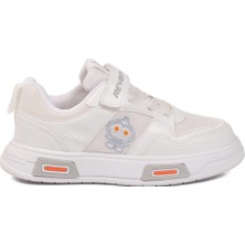 Beyaz Cırtlı Fileli Hafif Unisex Çocuk Spor Ayakkabı 026 F