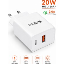 Sample 20W Hızlı Şarj Adaptörü Çift Çıkışlı Qualcomm 3.0A Pd Hız ( Type-C + USB )