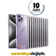 Evax 10 Adet iPhone 14 Pro Max Uyumlu Lüx Serisi Yumuşak Esnek Şeffaf Silikon Kılıf (Sarardıkça Değiştir)