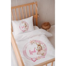 Lilabio %100 Pamuk Saten Isme Özel 100X150 Bebek Yatak Nevresim Seti Peri Tavşan