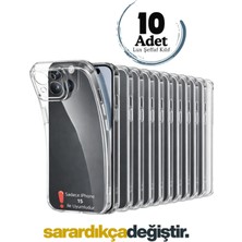 Evax 10 Adet iPhone 15 Uyumlu Lüx Serisi Yumuşak Esnek Şeffaf Silikon Kılıf (Sarardıkça Değiştir)