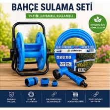 Trendinyeri Hortum Makaralı Sulama Seti - 25 M 1/2" Hortum ve Çok Fonksiyonlu Başlık
