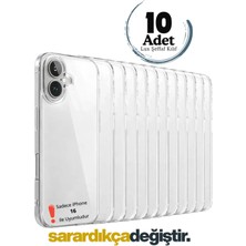 Evax 10 Adet iPhone 16 Uyumlu Lüx Serisi Yumuşak Esnek Şeffaf Silikon Kılıf (Sarardıkça Değiştir)