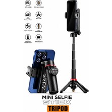Exenar Selfie Stick Tripod Mini Bluetooth Uzaktan Kumandalı Telefon Standı Masaüstü Telefon Tutucu Çantaboy