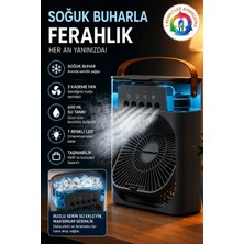 Exenar Buharlı Serinletici Masaüstü Mini Fan Nemlendirici LED Işıklı Hava Soğutucu Vantilatör 600ML 3kademe