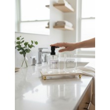 Akayev Traverten 23X12 cm Altın Boncuk Ayaklı Yağdanlık ve Sıvı Sabunluk Standı