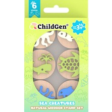 ChildGen Deniz Canlıları Ahşap Damga Set (6 Adet Damga)