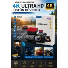 Wair Teknoloji 4K Ultra Hd Wifi Gps Çift Kameralı Araç Içi Kamera | Ön + Arka Gece Görüşlü Dash Cam