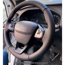 Stilix Garage Ford Focus 4 Araca Özel Direksiyon Kılıfı Düz Deri Siyah Ipli