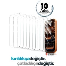Evax 10 Adet iPhone 17 Pro Max Uyumlu 9h Temperli Cam Ekran Koruyucu