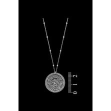Roxx Jewellery 925 Ayar Gümüş Ayetel Kürsi Yazılı Zirkon Taşlı Top Zincirli Kadın Kolye