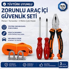 Black Oto Araç Içi Güvenlik Seti Pense+Tornavida+3 Metre Çeki Halatı