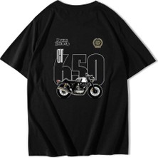 Brz Collection Unisex Oversize Royal Enfield Gt 650 T-Shirt (Siyah)
