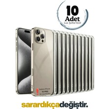 Evax 10 Adet iPhone 15 Pro Uyumlu Lüx Serisi Yumuşak Esnek Şeffaf Silikon Kılıf (Sarardıkça Değiştir)