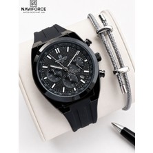 Naviforce Silokon Kordon Kronometreli Kadran Italyan Bileklik Hediyeli 3 Atm Erkek Kol Saati NF8080S