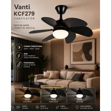 Kendal Elektrik Vanti KCF279K Avizeli Vantilatör Siyah Ahşap 60W Kumandalı