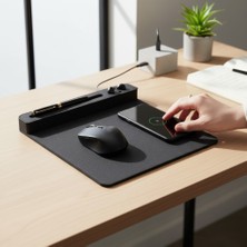 Rubicon Mousepad Kablosuz Telefon Şarj Özellikli (Keten Dokulu Suni Deri Kaplama.)