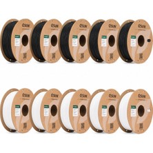Esun Pla Basic Beyaz / Siyah Filament 10’lu Kutu 1.75 mm 1 kg - 5 Beyaz + 5 Siyah - Bisiparisver