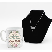As Gift Anneler Gününe Özel Baskılı Beyaz Kupa Bardak & Gümüş Kaplama Mikail Kolye Hediye Seti