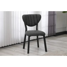 Vivense Elis Model Antrasit Keten Mutfak Sandalyesi Metal Ayaklı Modern Tasarım ve Rahat Oturum