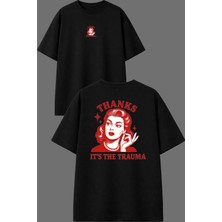 Vsrn Thanks Its The Tasarım Ön Arka Baskılı Siyah Oversize T Shirt