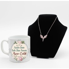 As Gift Anneler Gününe Özel Beyaz Kupa Bardak & Rose Gold Mikail Kolye Hediye Seti