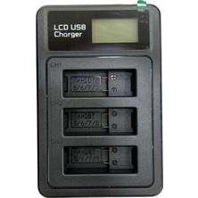 Efcell Gopro Hero 5 / 6 / 7 / 8 Uyumlu 3'lü LCD Ekranlı Batarya Pil Şarj Cihazı