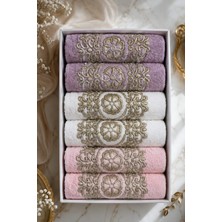 Mela Home %100 Pamuklu Dantelli Güpürlü Nakışlı/işlemeli Çeyizlik Lüks Kutulu Havlu Seti 50X90 cm