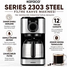 Karaca Çelik Gövdeli Zaman Ayarlı Filtre Kahve Makinesi, 12 Fincan Kapasiteli, Aroma Ayarlı, Pratik Kullanımlı, Geniş Hazneli Modern Mutfak Yardımcısı, Enerji Verimli Kullanım Odaklı