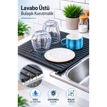 Fevito Plastik Pratik Lavabo Tezgah Üstü Bulaşık Kurutmalığı Siyah 35 x 45 S-10145