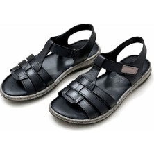 Patron Shoes Hakiki Deri Ortopedik Taban Kadın Sandalet Günlük Rahat Yazlık Cırt Cırtlı Konfor Sandalet