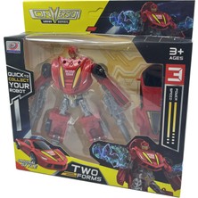 Bıyıklı Tobacco Conversion Mini Series 2'si 1 Arada Robot & Yarış Arabası - Kırmızı