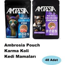 Ambrosia Balıklı Yetişkin/tavuklu Yavru Pouch Kedi Maması 48 Adet